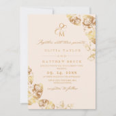 Goldene Blätter im Herbst | Botanische Hochzeit Einladung (Vorderseite)