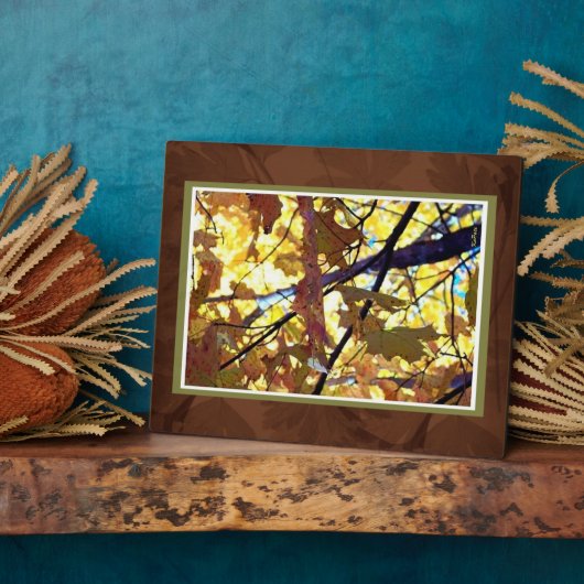 Goldene Blätter im Herbst Plaque Fotoplatte (Seite)