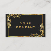 Goldene Blätter rahmen goldenes Schwarz Beruflich Visitenkarte (Vorderseite)