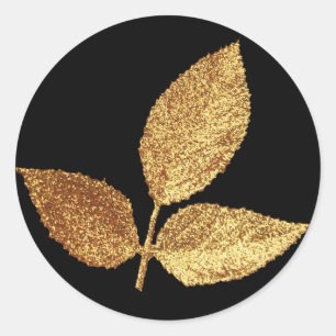 Goldene Blätter Runder Aufkleber