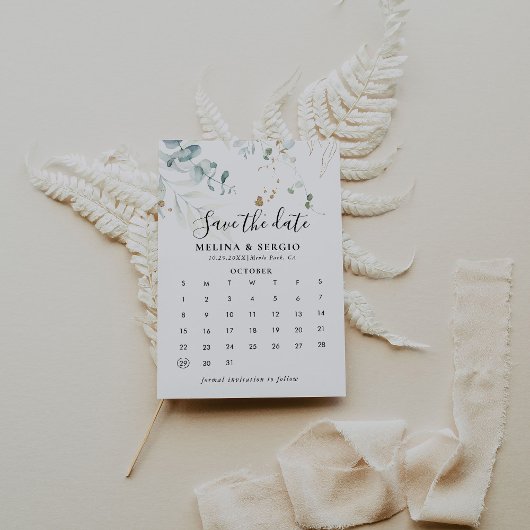 Goldene Blätter Save the Date Kalender