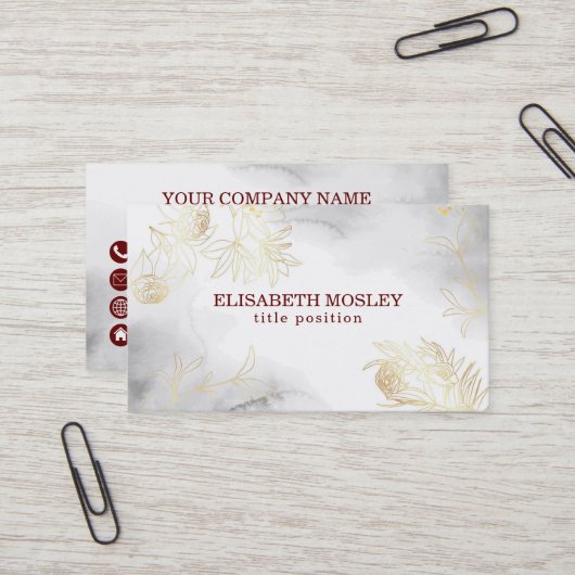 Goldene Blätter und Blume Visitenkarte (Vorderseite/Rückseite Beispiel)