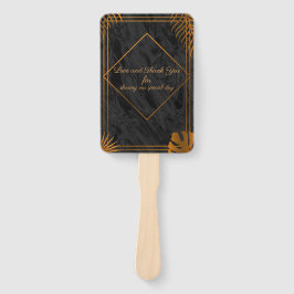 Goldene Blätter und geometrische Rahmen für tropis Fächer