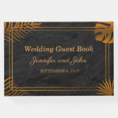 Goldene Blätter und geometrische Rahmen für tropis Gästebuch (Rückseite)