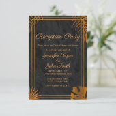 Goldene Blätter und geometrische Rahmen Moderner E Einladung (Stehend Vorderseite)