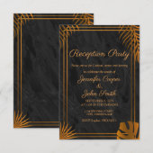 Goldene Blätter und geometrische Rahmen Moderner E Einladung (Vorne/Hinten)