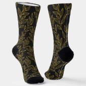 Goldene Blätter, vertikaler Name auf Schwarz Socken (Gewinkelt)