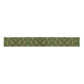 Goldene Blätter Waldgrün Elegantes Muster Ripsband (Vorderseite)