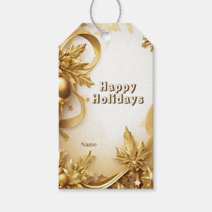 Goldene Blätter Weihnachts-Geschenkanhänger Geschenkanhänger