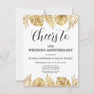 Goldene Blätter zum 10. Hochzeitstag  Einladung