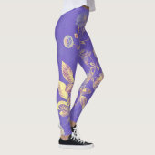 Goldene Blattfolie auf Lila Hintergrund Leggings (Rechts)