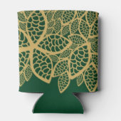 Goldene Blattspitze auf grünem Hintergrund Dosenkühler (Rückseite)