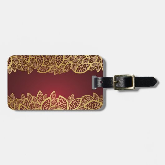 Goldene Blattspitze auf rotem Grund Gepäckanhänger (Vorderseite horizontal)
