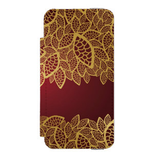 Goldene Blattspitze auf rotem Hintergrund Incipio Watson™ iPhone 5 Geldbörsen Hülle