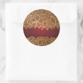 Goldene Blattspitze auf rotem Hintergrund Runder Aufkleber (Tasche)