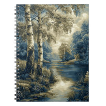 Goldene Blaue Birken am Flussufer