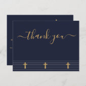 Goldene, blaue, elegante Typografie Danke Postca Postkarte (Vorne/Hinten)