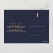 Goldene, blaue, elegante Typografie Danke Postca Postkarte (Rückseite)