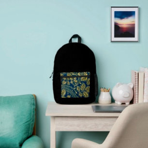 Goldene blaue Eleganz Bedruckter Rucksack