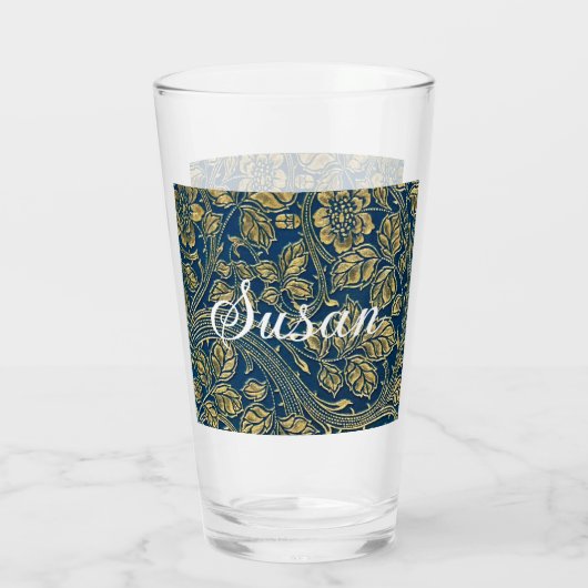 Goldene blaue Eleganz Glas (Rückseite)