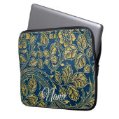 Goldene Blaue Eleganz Laptopschutzhülle (Vorderseite Links)