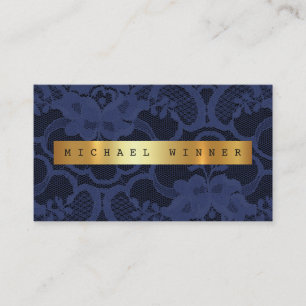 Goldene blaue Folie Vintage blaue SpitzeblumenVip Visitenkarte