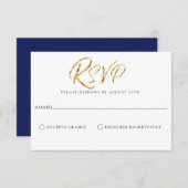 Goldene blaue Hochzeitskarte RSVP Karte (Vorne/Hinten)