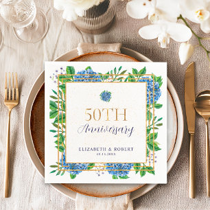 Goldene Blaue Hortensie 50. Hochzeitstag Serviette