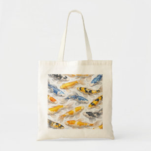 Goldene blaue und schwarze Koi-Fische Wasserfarbe Tragetasche