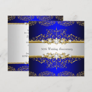 Goldene blaue Wirbel 50. Hochzeitstag Einladung