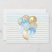 Goldene Blauer Glitzer Balloons Kinderdusche Einladung (Rückseite)