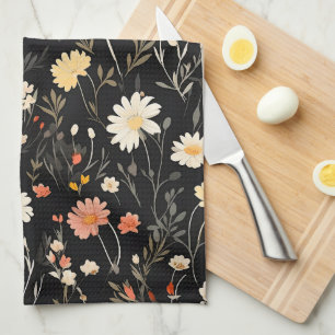 Goldene Blume auf dunklem Hintergrund Geschirrtuch