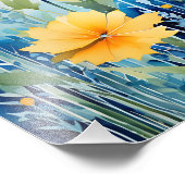 Goldene Blume auf einem hellblauen Hintergrund Fotodruck (Ecke)