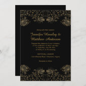 Goldene Blume auf Einladungen zur Schwarzen Hochze (Vorne/Hinten)