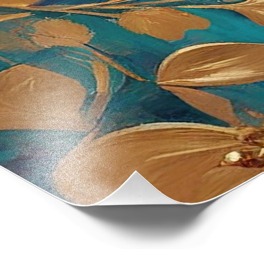 Goldene Blume auf rosa Lilac Türkis gestrichen Fotodruck (Ecke)