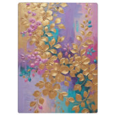 Goldene Blume auf rosa Lilac Türkis gestrichen Klemmbrett (Rückseite)