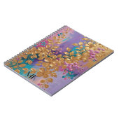 Goldene Blume auf rosa Lilac Türkis gestrichen Notizblock (Linke Seite)