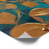 Goldene Blume auf rosa Lilac Türkis gestrichen Poster (Ecke)