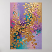 Goldene Blume auf rosa Lilac Türkis gestrichen Poster (Vorne)