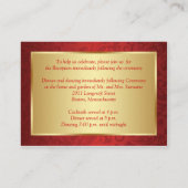 Goldene Blume auf rotem Damast-Empfang Begleitkarte (Rückseite)