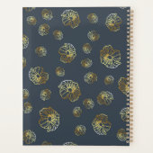 Goldene Blume auf Schwarz-Flora-Musterschrift Planer (Rückseite)