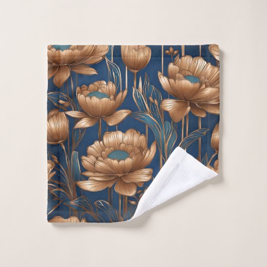 Goldene Blume Badhandtuch Set (Waschlappen)