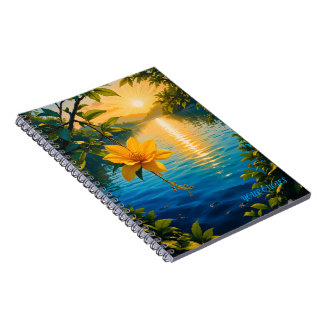 Goldene Blume bei Sonnenuntergang – impressionisti Notizblock