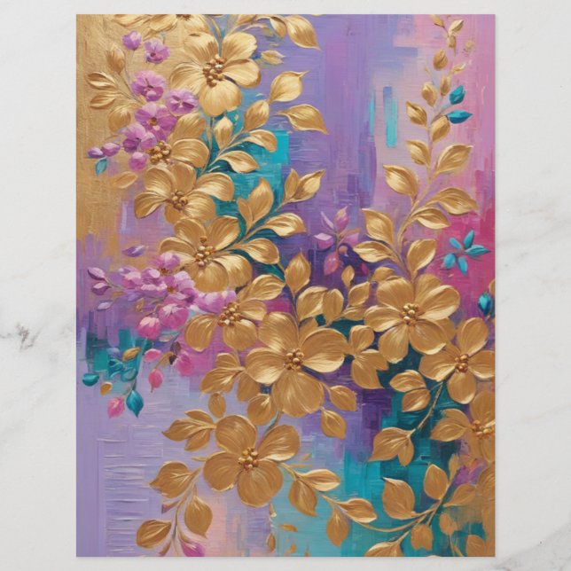 Goldene Blume bemalt Scrapbook Paper (Rückseite)