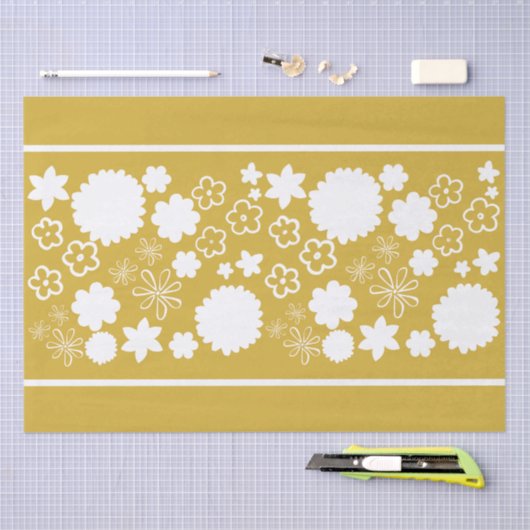 Goldene Blume Blumenmuster - Feierlichkeiten Seidenpapier (Handwerk)