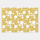 Goldene Blume Blumenmuster Geschenkpapier Set (Vorderseite 3)