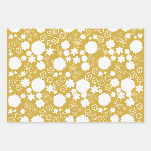 Goldene Blume Blumenmuster Geschenkpapier Set (Vorderseite 3)