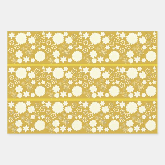Goldene Blume Blumenmuster Geschenkpapier Set (Vorderseite 2)