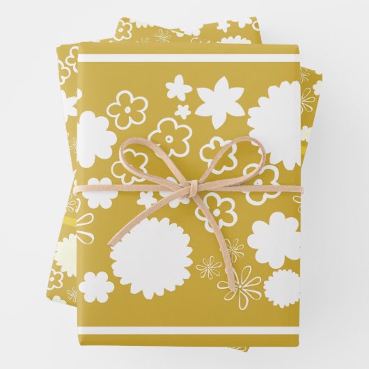 Goldene Blume Blumenmuster Geschenkpapier Set (Beispiel)