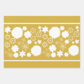 Goldene Blume Blumenmuster Geschenkpapier Set (Vorderseite)